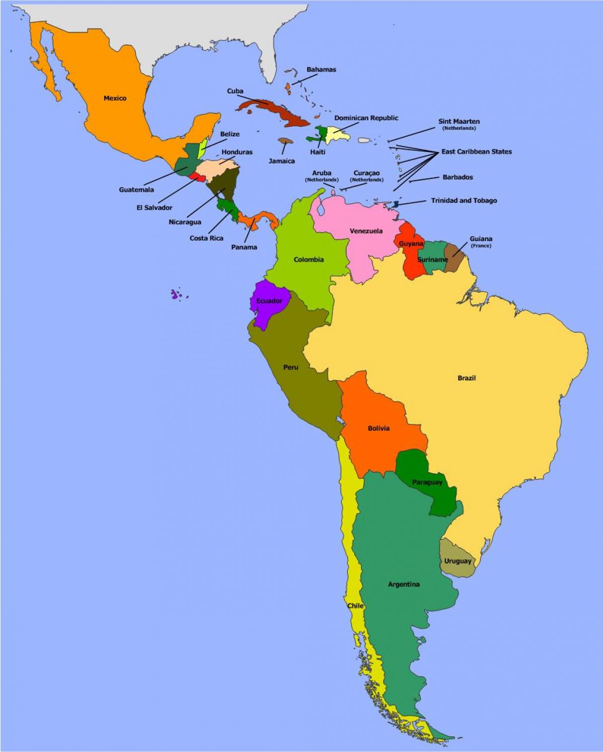 Mapa de Belice, américa del sur