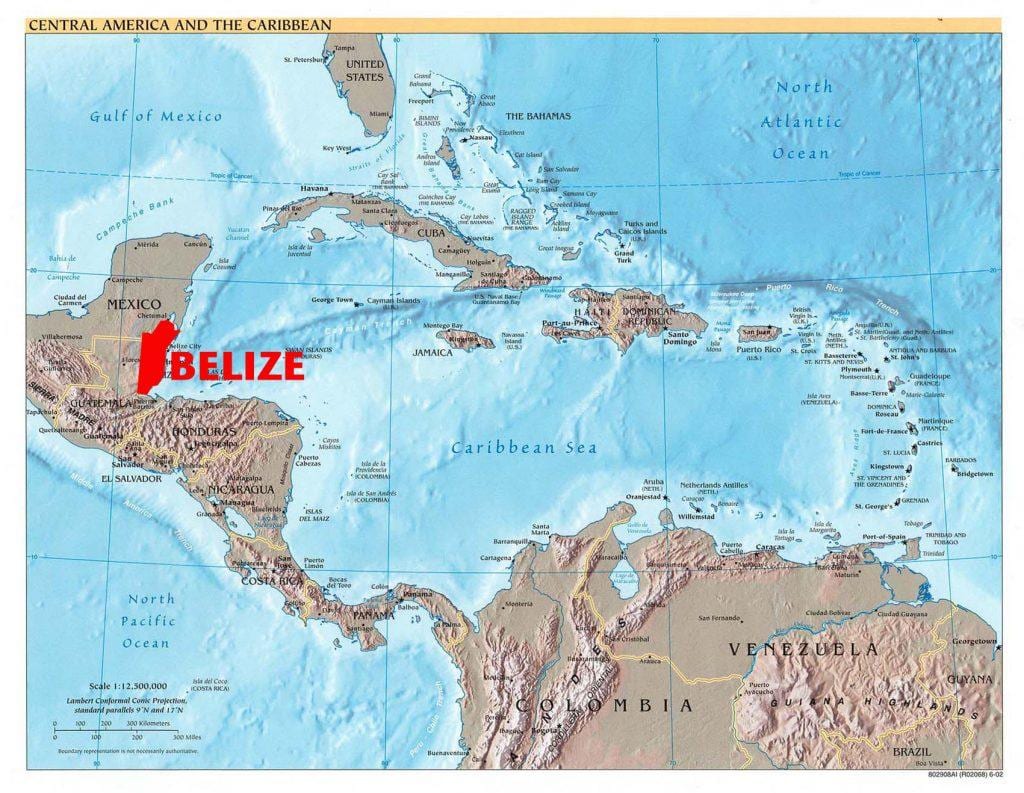 Mapa de américa central Belice