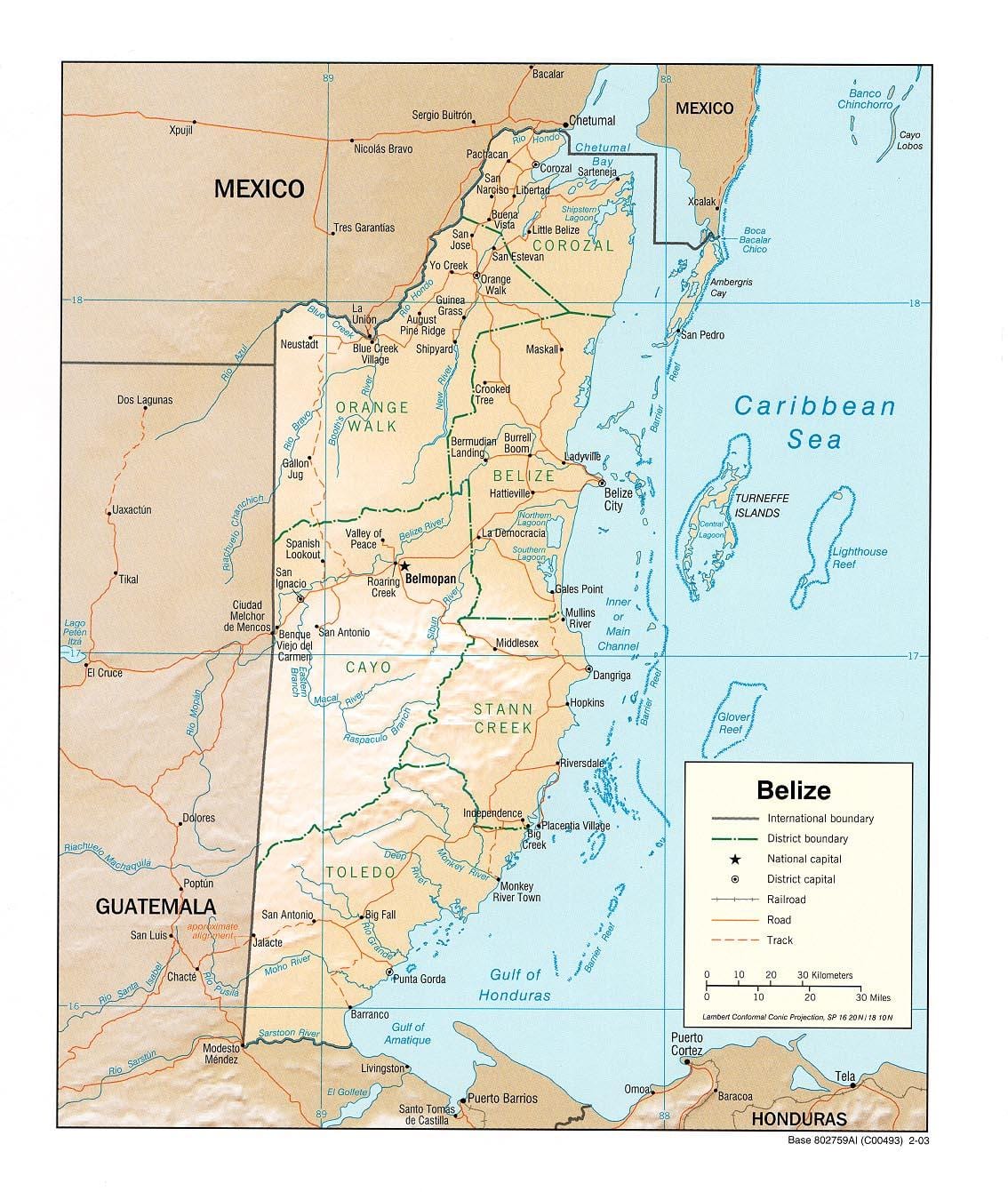 mapa de Belice
