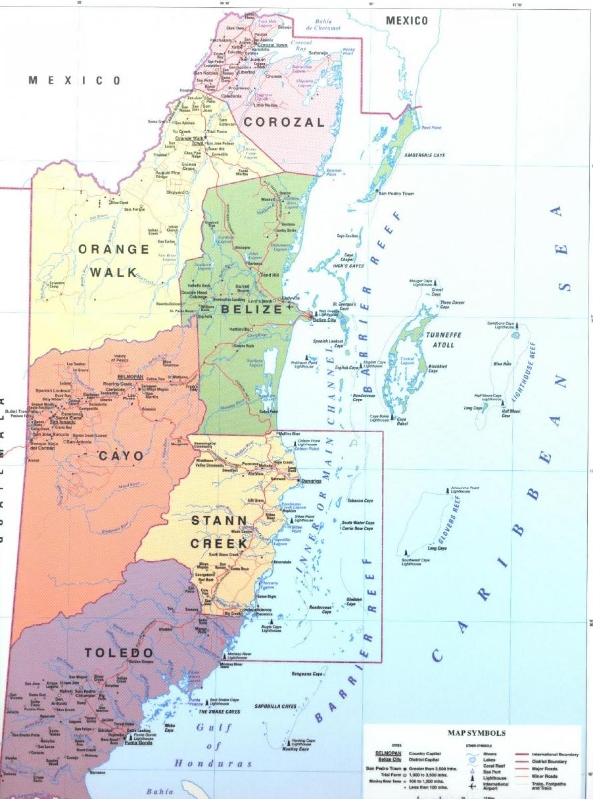 Mapa de distrito de Belice