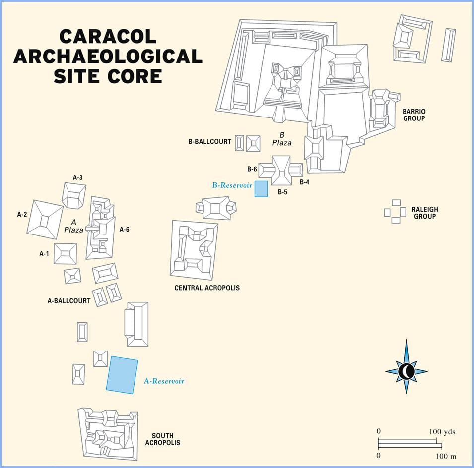 caracol ruinas de Belice mapa