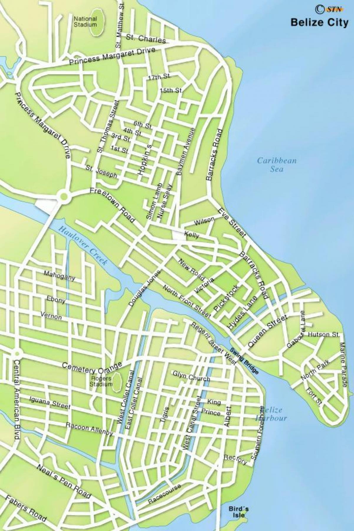 mapa de calles de la ciudad de Belice