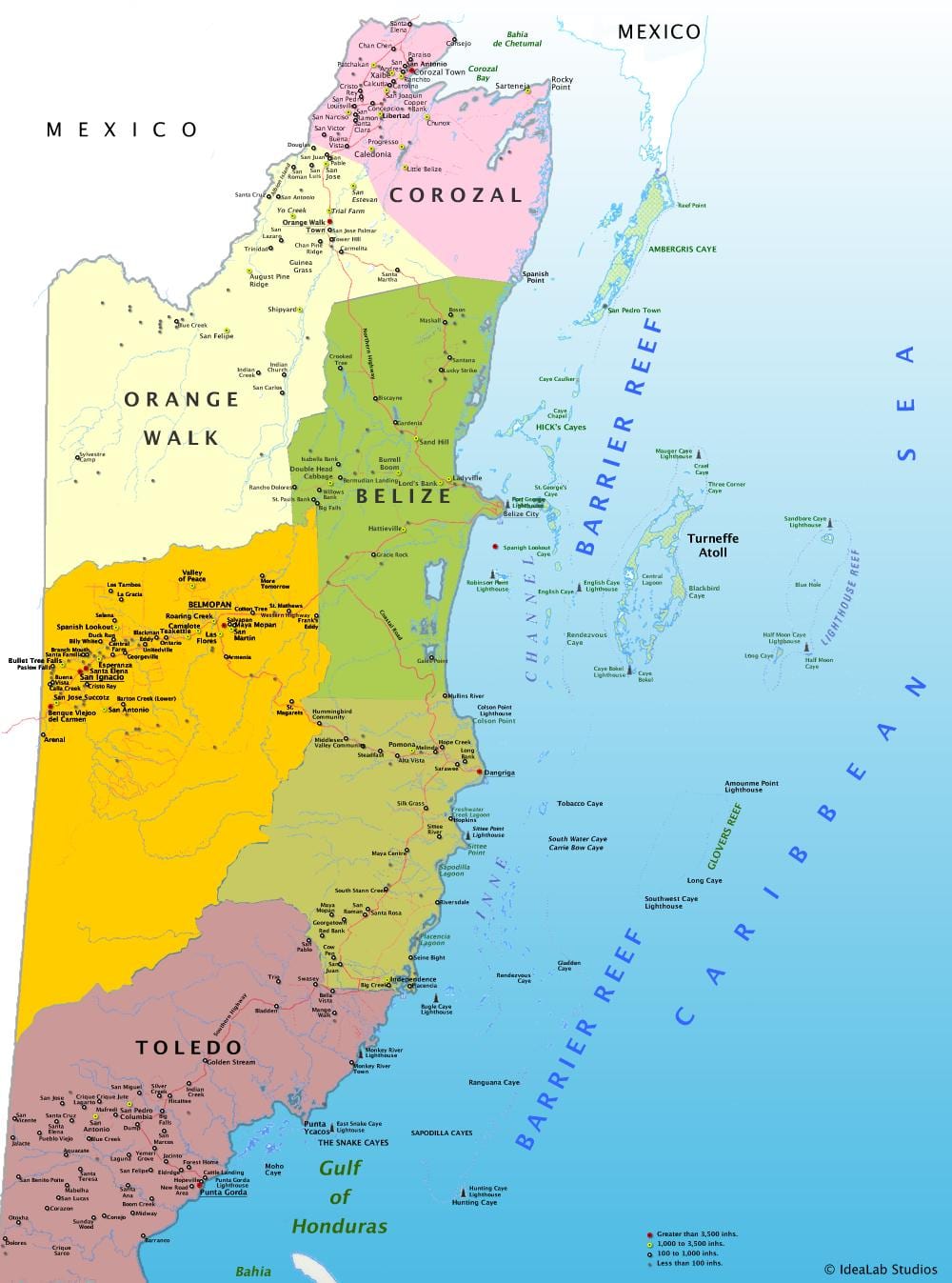 Mapa de Belice con el pueblo