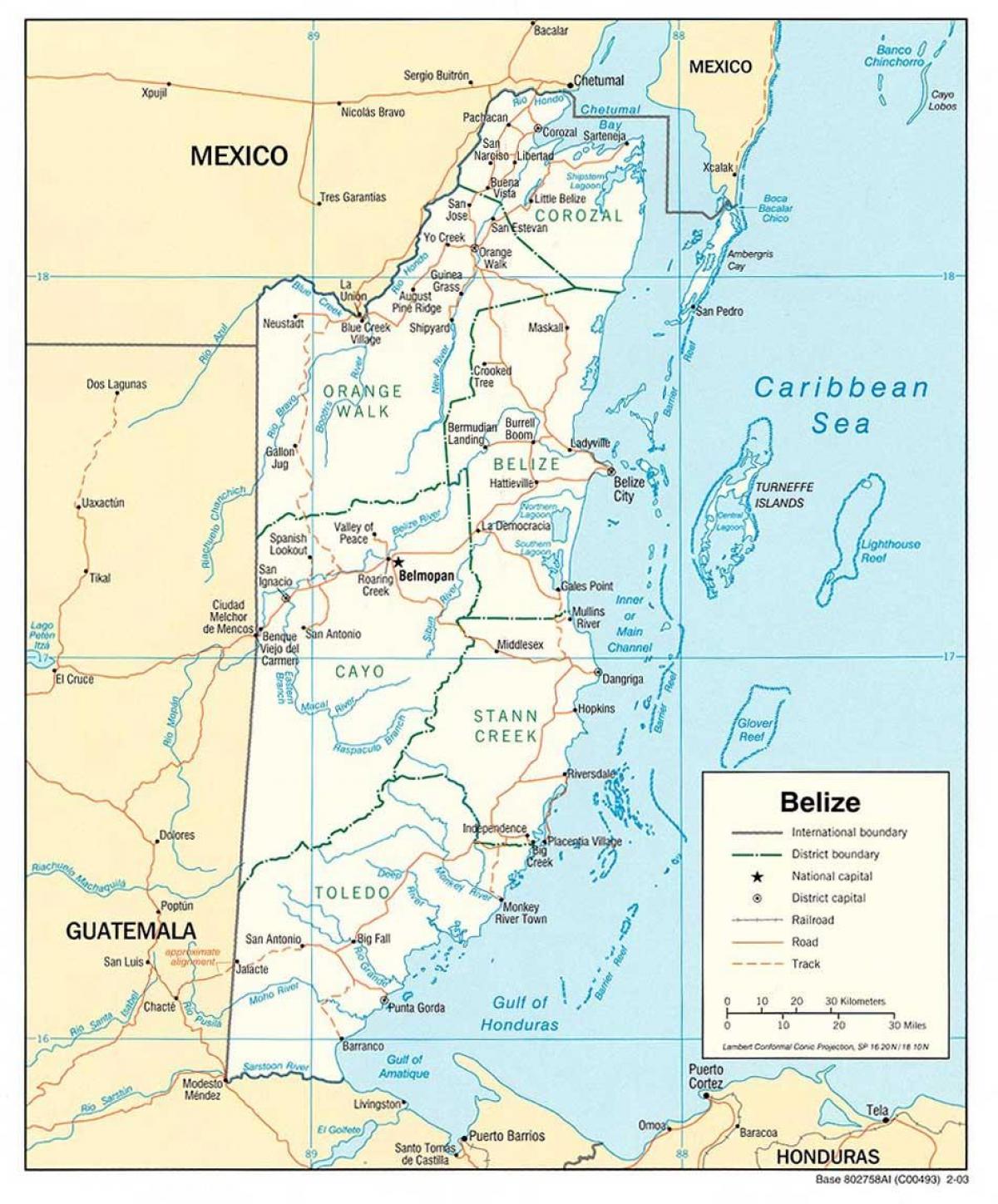 Belice ríos mapa