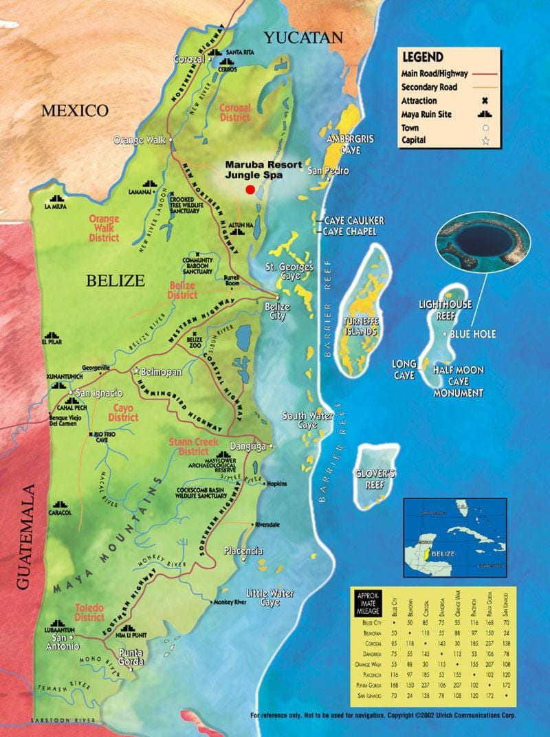 Mapa de tabaco caye, Belice