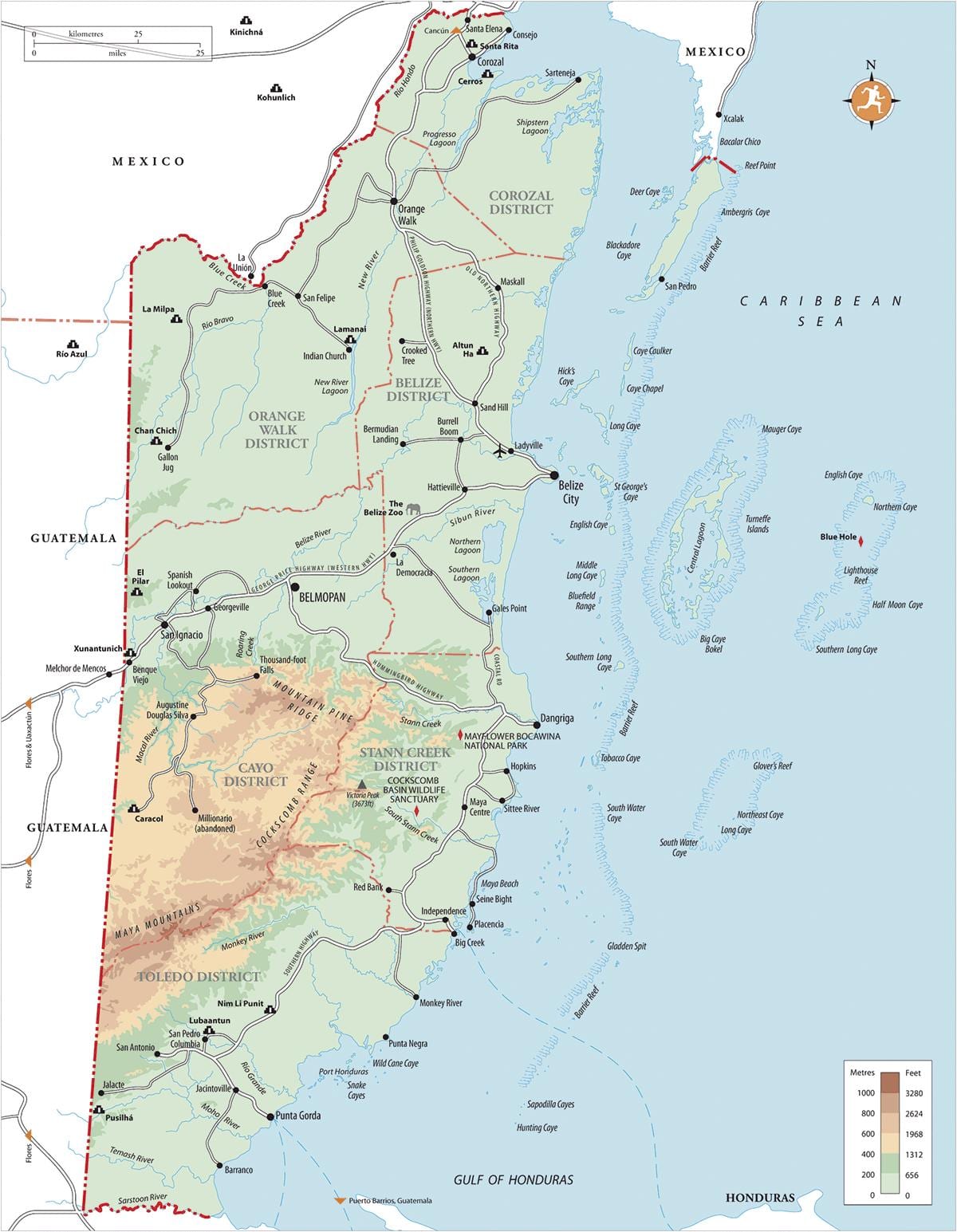 Mapa ofBelize turismo de la aldea