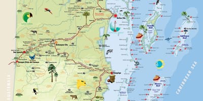 Mapa de Belice lugares de interés