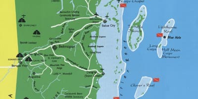Mapa de Belice de buceo