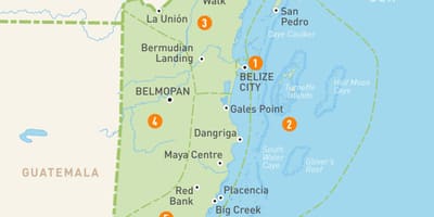 Mapa de Belize y los países vecinos